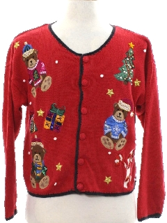 1980's Womens Bear-riffic Ugly Christmas Sweater