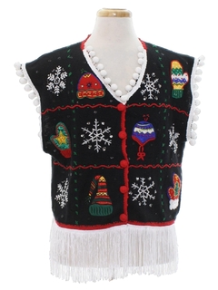 1980's Unisex Hand Embellished Ugly Christmas Sweater Vest