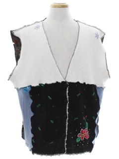 1980's Unisex Hand Made Patchwork Ugly Christmas Sweater Vest