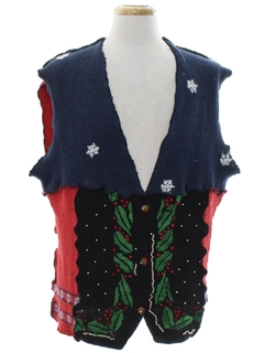 1980's Unisex Hand Made Patchwork Ugly Christmas Sweater Vest