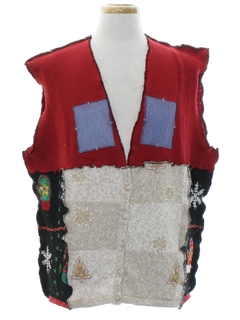 1980's Unisex Hand Made Patchwork Ugly Christmas Sweater Vest