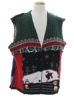 1980's Unisex Hand Made Patchwork Ugly Christmas Sweater Vest