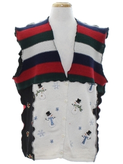 1980's Unisex Hand Made Patchwork Ugly Christmas Sweater Vest