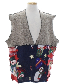 1980's Unisex Hand Made Patchwork Ugly Christmas Sweater Vest