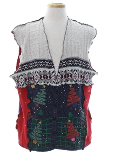 1980's Unisex Hand Made Patchwork Ugly Christmas Sweater Vest