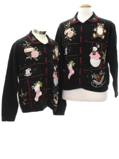 1980's Womens Ugly Christmas Matching Set of Sweaters