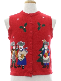 1980's Womens or Girls Ugly Christmas Sweater Vest