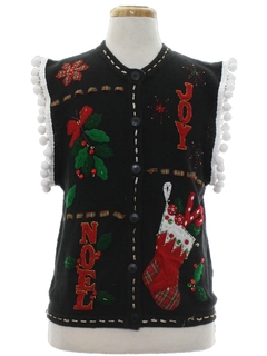 1980's Unisex Hand Embellished Ugly Christmas Sweater Vest