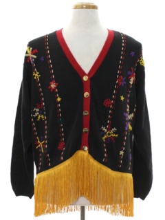 1980's Unisex Hand Embellished Ugly Christmas Cardigan Sweater