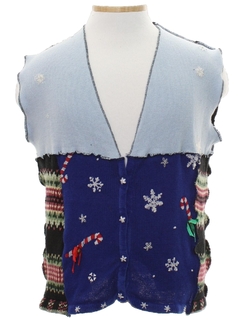 1980's Unisex Hand Made Patchwork Ugly Christmas Sweater Vest