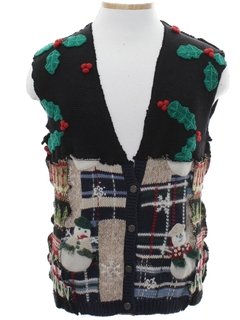 1980's Unisex Hand Made Patchwork Ugly Christmas Sweater Vest