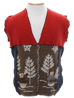 1980's Unisex Hand Made Patchwork Ugly Christmas Sweater Vest