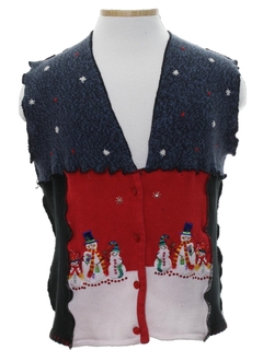 1980's Unisex Hand Made Patchwork Ugly Christmas Sweater Vest