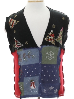 1980's Unisex Hand Made Patchwork Ugly Christmas Sweater Vest