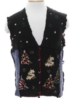 1980's Unisex Hand Made Patchwork Ugly Christmas Sweater Vest