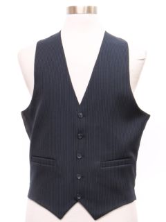 1980's Mens Midnight Blue Pinstriped Suit Vest