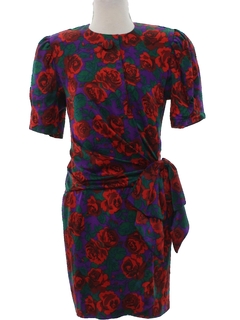 1980's Womens Albert Nipon Totally 80s Silk Dress