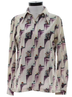 1970's Womens Print Disco Shirt