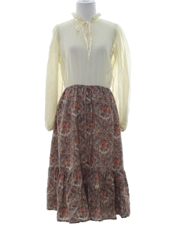 1970's Womens Hippie Prairie Dress