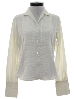 1980's Womens Pleated Tuxedo Style Shirt