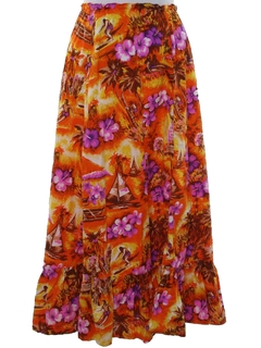 1980's Womens Hawaiian Style Square Dance Skirt