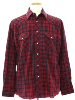 1980's Mens Plaid Western Shirt