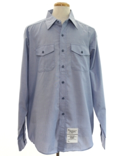 1980's Mens Navy Military Chambray Work Shirt