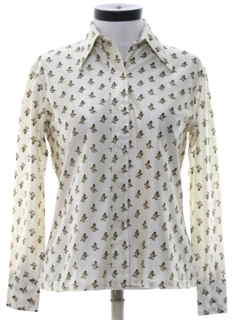 1970's Womens Print Disco Shirt