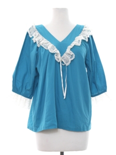 1970's Womens Ruffled Peasant Style Shirt