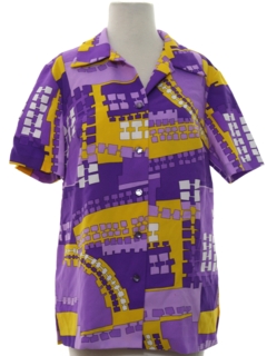 1970's Womens Mod Op-Art Print Shirt