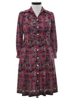 1970's Womens Mod Print Dress