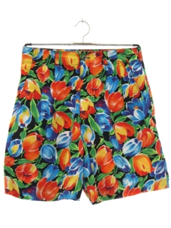 1980's Womens Gap Tulip Print High Waisted Pleated Shorts