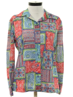 1970's Womens Print Disco Shirt