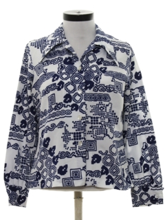 1970's Womens Print Disco Style Shirt