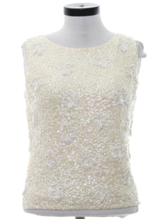 1960's Womens Sequin And Beaded Cocktail Shirt