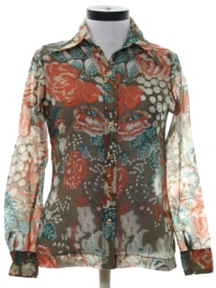 1970's Womens Print Disco Shirt