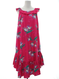 1980's Womens Totally 80s Hawaiian A-Line Muu Muu Dress