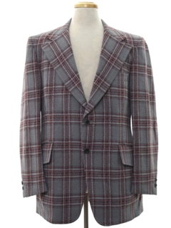 1970's Mens Plaid Disco Blazer Sport Coat Jacket