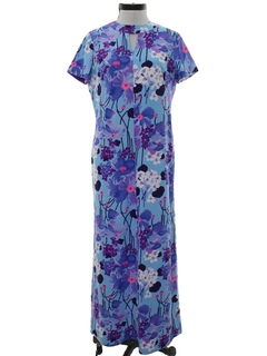 1970's Womens Mod Hawaiian Maxi Dress