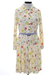 1970's Womens Mod Print Dress