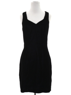 1980's Womens Totally 80s Mini Prom Or Cocktail Velvet Little Black Dress