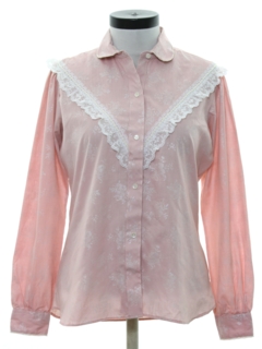 1970's Womens Ruffled Western Style Shirt