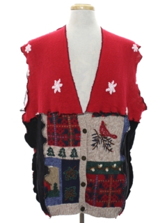 1980's Unisex Hand Made Patchwork Ugly Christmas Sweater Vest