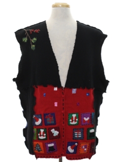 1980's Unisex Hand Made Patchwork Ugly Christmas Sweater Vest