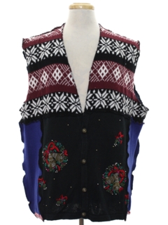 1980's Unisex Hand Made Patchwork Ugly Christmas Sweater Vest