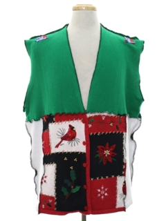 1980's Unisex Hand Made Patchwork Ugly Christmas Sweater Vest