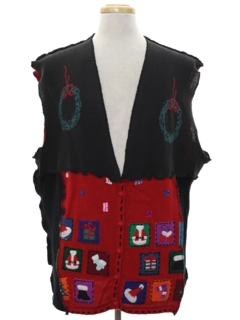 1980's Unisex Hand Made Patchwork Ugly Christmas Sweater Vest