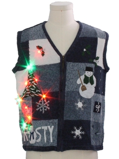 1980's Womens Multicolor Lightup Ugly Christmas Sweater Vest