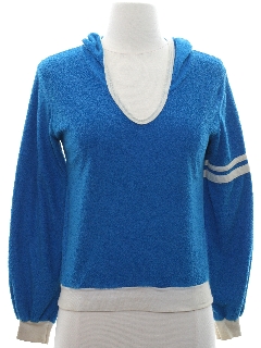1960's Womens or Girls Mod Hooded Terry Cloth Sweatshirt
