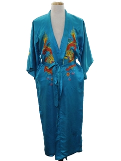 1980's Unisex Silk Embroidered Kimono Robe
